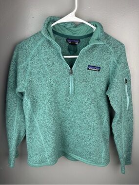 Patagonia Teal Green Knit Fleece Pullover Half Zip Women’s